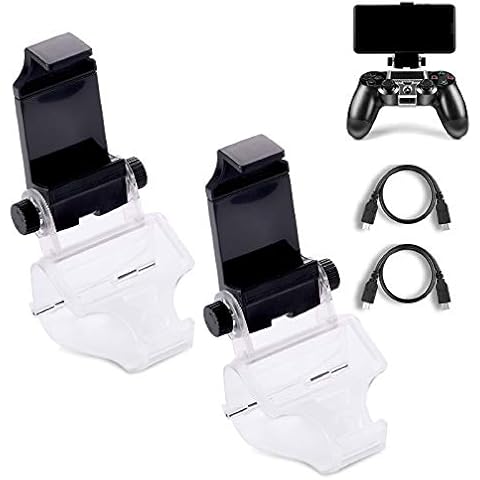 PS4 Controller Phone Clip, PS4 Slim Pro Controller Grip for Android Smart Phone, 180 Degree Gaming Holder Mount Stand Bracket for PlayStation 4 Game Controller 6 in Samsung, Pixel, OnePlus Cover