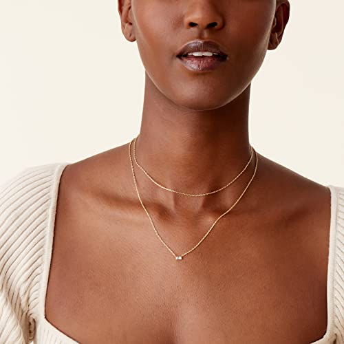 Pavoi 14K Gold Plated Layered Baguette Pendant Necklace | Layering Necklaces For Women | Dainty Minimalist Design Pendant thumb #3