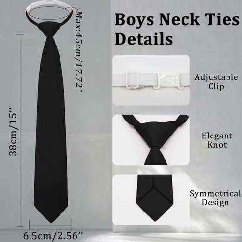 Boys Tie, Kids Ties for Boys Adjustable Pre-Tied Clip on Necktie for School Uniform Graduation Wedding Party Church4