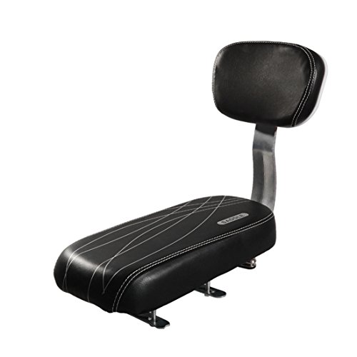 YIFAN Bicycle Bike Back Seat PU Leather Cover Cushion, Bike Child Seat with Back Rest - Black(Line Pattern)