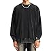 BINTEHGS Mens Oversized Vintage Sweatshirts Acid Wash Plain Crewneck Sweatshirt Streetwear Unisex Distressed Couple Pullover(Black,L)