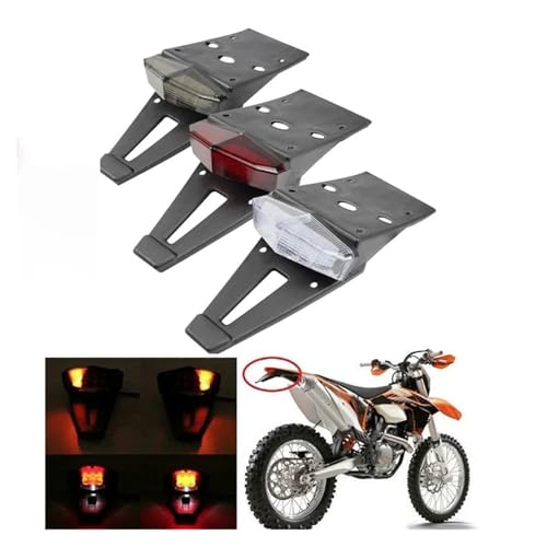 Luz trasera para motocicleta universal de 12V con soporte de matrícula transparente 6