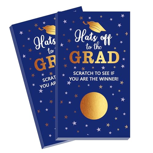 COCHIE 30 Cards Scratch Off Graduation Party Game, Class of 2026 Door Raffle Grad Games, Graduation Parties Supplies Favor Decorations (Blue Gold)