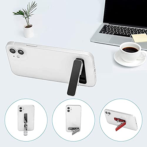 Image of LISHER Universal Tabletop & Foldable Thin Pocket Black Metal Mobile Phone Stand - Portable Kickstand for All Smartphones, Vertical & Horizontal Viewing, Adjustable Angle, Durable