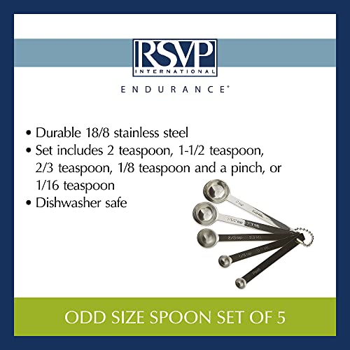 Rsvp International Endurance Kitchen Collection Measuring Tools, Dishwasher Safe, Odd Sizes, 5 Piece, Stainless Steel #TOP6