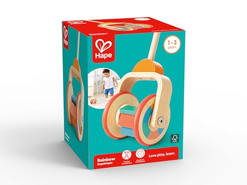 Hape - Arcobaleno Spingi&Tira - Giocattolo In Legno Con Bastone E Rotelle Per Incoraggiare Il Movimento Dei Bambini Dai 12 Mesi - 7