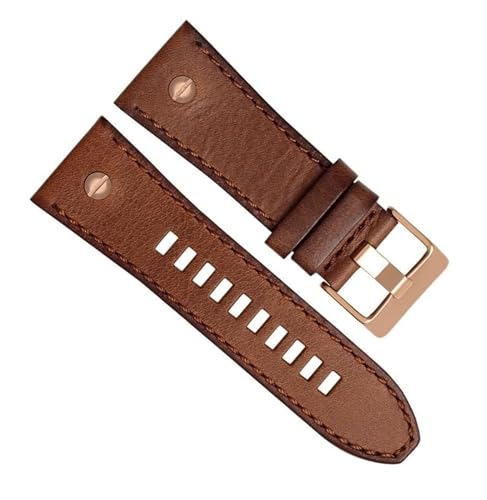 Bracelet de montre en cuir véritable 26mm marron compatible pour montre Diesel DZ7311 DZ7313