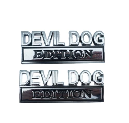 Image of Pair Set Devil Dog Edition Bumper Letters 3D Decal Emblems Badge Replacement for Universal Car, Truck, Rv, Boat (Silver Black)