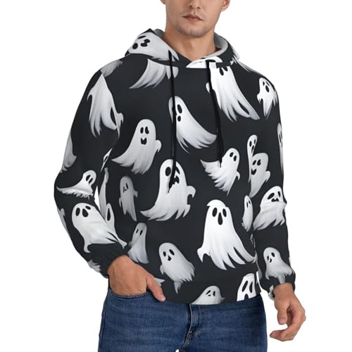 Sweat à capuche fantôme blanc homme noir XL vêtement Halloween décontracté toutes saisons