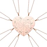 KWCLTH Conjunto de collares con rompecabezas de corazón personalizados, collar con nombre personalizado de 2/3/4/5/6/7/8 piezas, joyas para mejores amigas y familiares