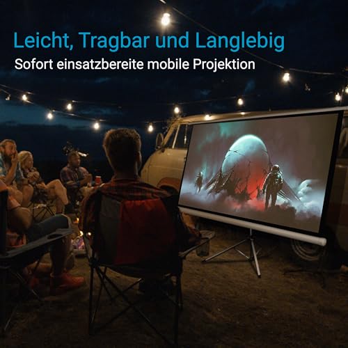 Pyle Leinwand mit Stativ 50 Zoll – Tragbare & Faltbare Projektorleinwand, Höhenverstellbar 63–122 cm, Ideal für Heimkino, Schule, Meeting, Konferenz & Outdoor Nutzung