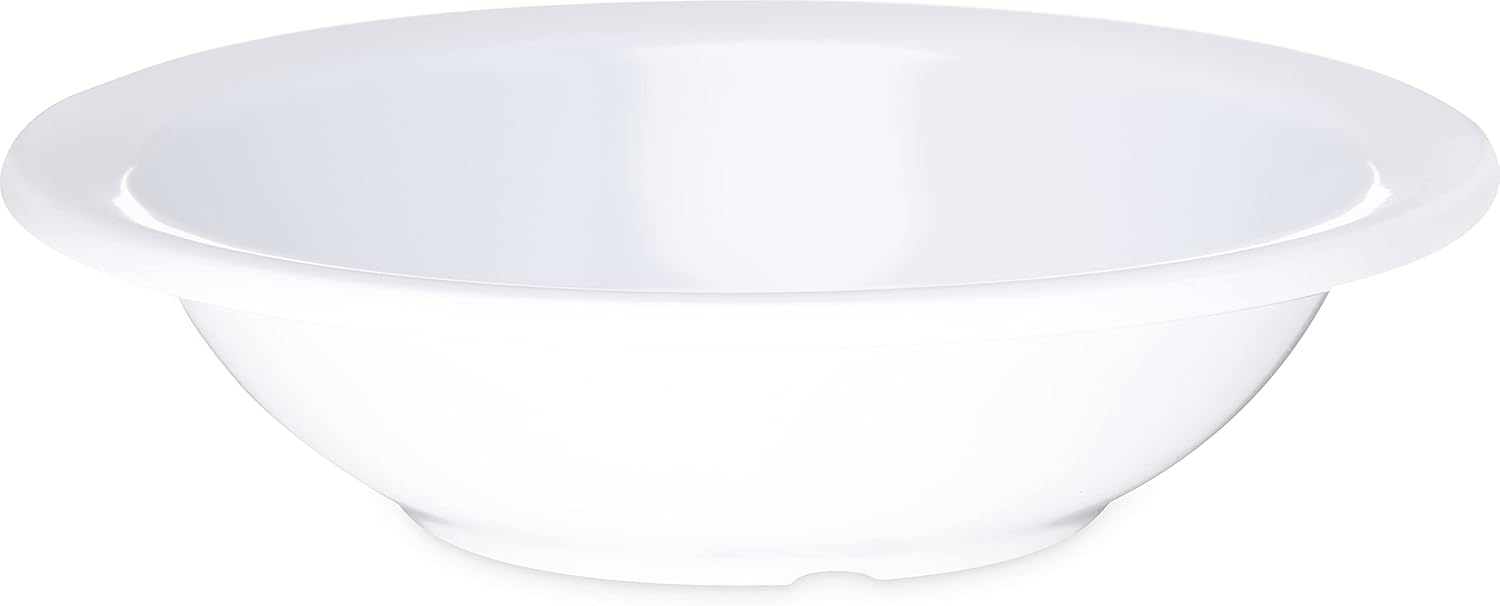 Carlisle FoodService Products Kingline Reusable Plastic Bowl Grapefruit Bowl for Home and Restaurant, Melamine, 10 Ounces, White, (Pack of 48)