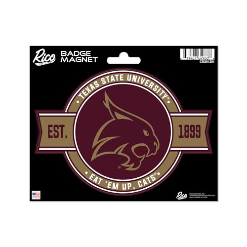 Rico Industries NCAA Texas State Bobcats Standard Badge Magnet - for Car, Fridge