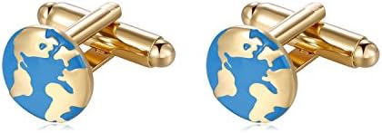 World Map Cufflinks for Men Shirt Long Sleeve