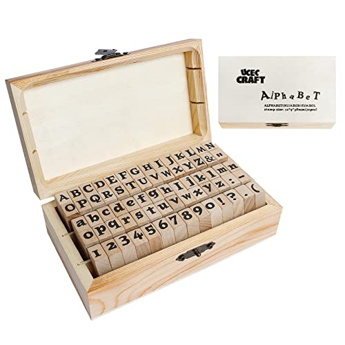 Ucec Alphabet Stamps, 70Pcs Letter Stamps Rubber Stamps For Crafting, Number Stamps Wooden Stamps For Crafts, Clay Stamps Vintage Letter Number Symbol Wood Stamps Set For Diy Crafts #TOP7