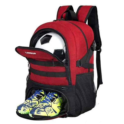 LARIPOP Soccer Backpack,Basketball Backpack with Ball Holder and Shoe Compartment,Men&Women Gifts Backpack for Basketball Accessories Training Equipment Fits Volleyball,Soccer,Sports Gifts