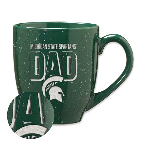 Rico Industries NCAA Michigan State Spartans Dad Alternate 16 oz Team Color Laser Engraved Speckled Ceramic Coffee Mug