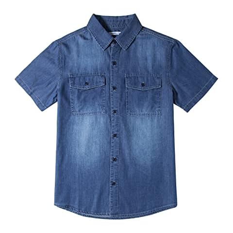 Tronjori Boys Denim Blue Short Sleeve Shirt Cover