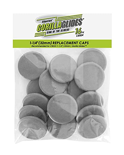 GorillaGlides CB324 Replacement Slider Cap Inserts for GorillaGlides Model CB323 1-1/4 Inch Plastic Glides (16 Pack) Snap in