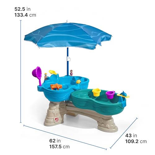 Step 2 Spill & Splash Seaway Water Table for Kids, Two-Tier Outdoor Kids Water Sensory Table with Umbrella, Ages 1.5+ Years Old, 11 Piece Water Toy Accessories by Step2 - Image 8