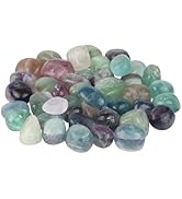 TUMBEELLUWA 1 LB Fluorite Tumbled Stones Bulk for Crafts Vase Filler Landscape Decor, Natural Hea...