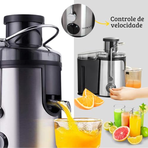 Centrifuga para Fazer Suco Juicer 800W 110V Alimentos Sokany
