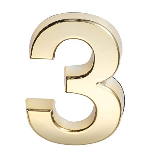 1 plaque d'adresse de maison autocollante en plastique ABS doré avec 3 numéros de porte personnalisables 5 cm Cover