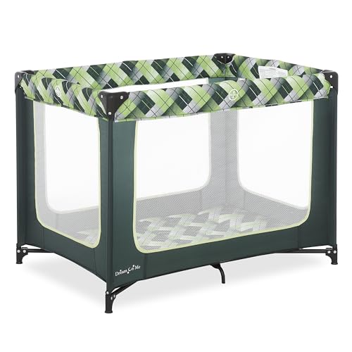 Image of Dream On Me Zoom Portable Playard in Green, Lightweight, Packable and Easy Setup Baby Playard, Breathable Mesh Sides and Soft Fabric - Comes with a Removable Padded Mat