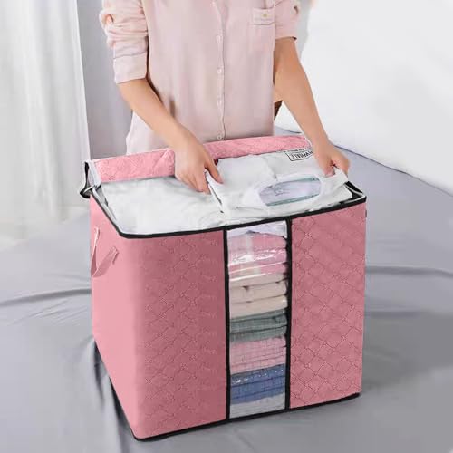 Miniatura 3 de 3-Pack Bolsas De Almacenamiento Pesadas Con Cremallera Organizadores De Almacenamiento De Viajes Y Móviles Impermeables Manijas Reinforced Plegables Para Ropa, Ropa De Cama,Blankets Ahorro De