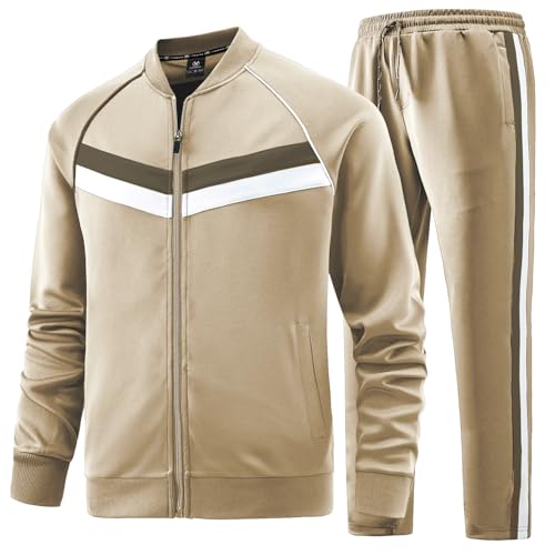 W JIANWANG Track Jogging Suits for Men Set Running Sweatsuits 2 Piece Casual Tracksuits Joggers Outfits Workout Sports Jacket and Pants 0843 XXL