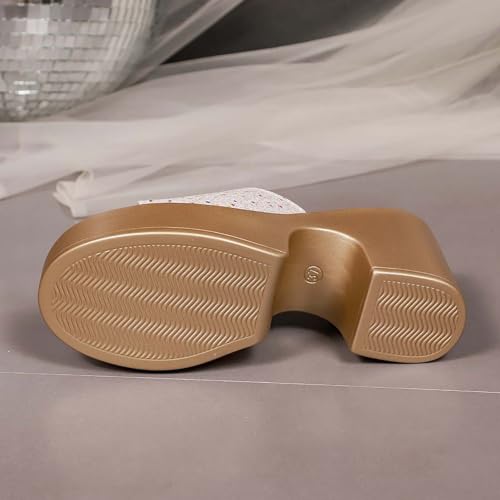 Sandales à talons hauts femme nu-pieds paillettes style décontracté - 7