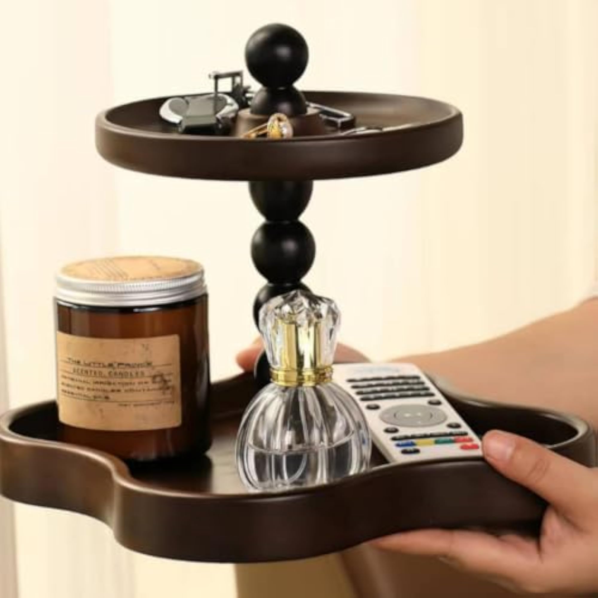 Vintage-Inspired Wooden Two-Tier Tray