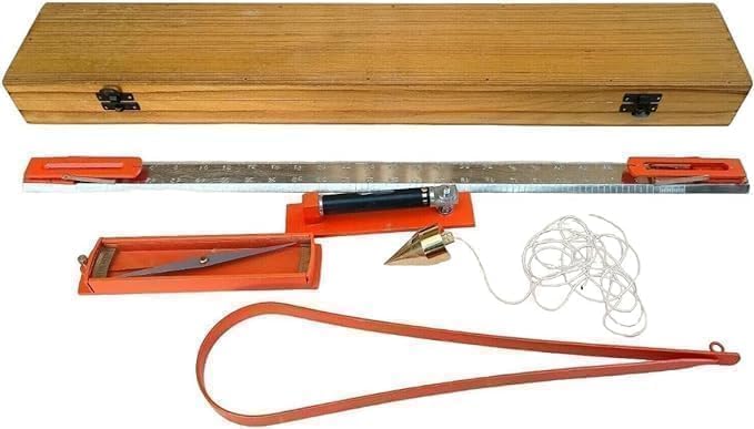 Professional Surveying Kit with Spirit Level, Plumb Bob Fork, 24-Inch, Orange and Wood with Storage Box