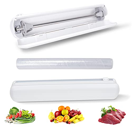 Plastic Wrap Dispenser with Cutter, Plastic Wrap Cutter,Aluminum foil dispenser,cling wrap dispenser with cutter, preservative film cutter,Reusable Cling Film Dispenser,1 Roll Plastic Wrap Included