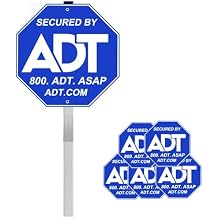1 Pack ADT Security Sign & 5 Pcs Window Stickers,10" x 10" Aluminum Sign with 28" Metal Stake, ADT YardSign for Home Security,Reflective Fade Resistant WarningSign