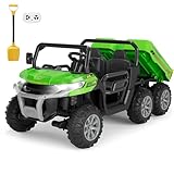 Hetoy 24V 2-Seater Ride On Dump Truck with Parent Remote Control, 4WD 6-Wheel Electric Car for Big Kids, UTV Style Dump Bed & Music Horn, ASTM/CPSIA Certified (Ages 3+) (Green)