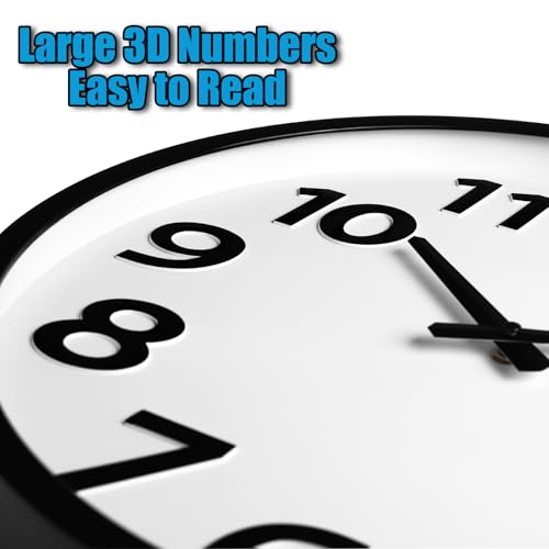 Image of 16 Inch Wall Clock Battery Operated Silent Analog Quartz Round Clock