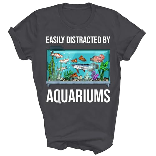 Generic - Easily Distracted by Aquarium Fish Keeper Coral Lover Unisex Shirt Gift Men Women T-Shirt (Dark Heather;2XL)