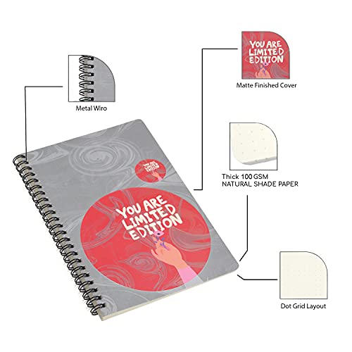 Image of PAPBOO A5 Handy, Limited Edition, Easy to Carry Spiral Wiro Notebook : 100 GSM Natural Shade Paper, Dot Grid, 120 Pages, Journal, Diary, Gift, Single (8WIROLimited)