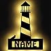 Leuchtturm Deko Maritime LED Wand Lampe Nachtlicht Dekolicht Schlummerlicht Batterie mit Namen personalisiert Nordsee Süd-See Geschenke