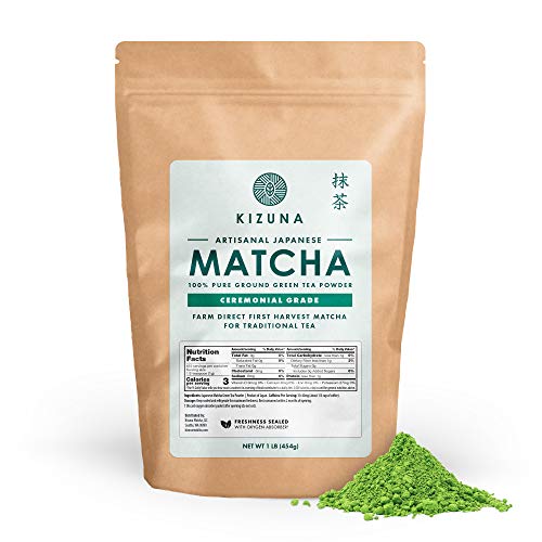 Kizuna Artisanal Japanese Matcha Green Tea Powder - Teahouse Edition Ceremonial Grade - 1lb Double Sealed Pouch