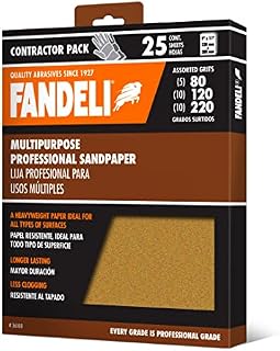 Fandeli | Multi-Purpose Sanding Paper | Assorted Grits (80,120,220) | 25 Sheets of 23 x 28 cm | Perfect for Sanding Metal and Sanding Wood | Hand Sanding | Orbital Sanders