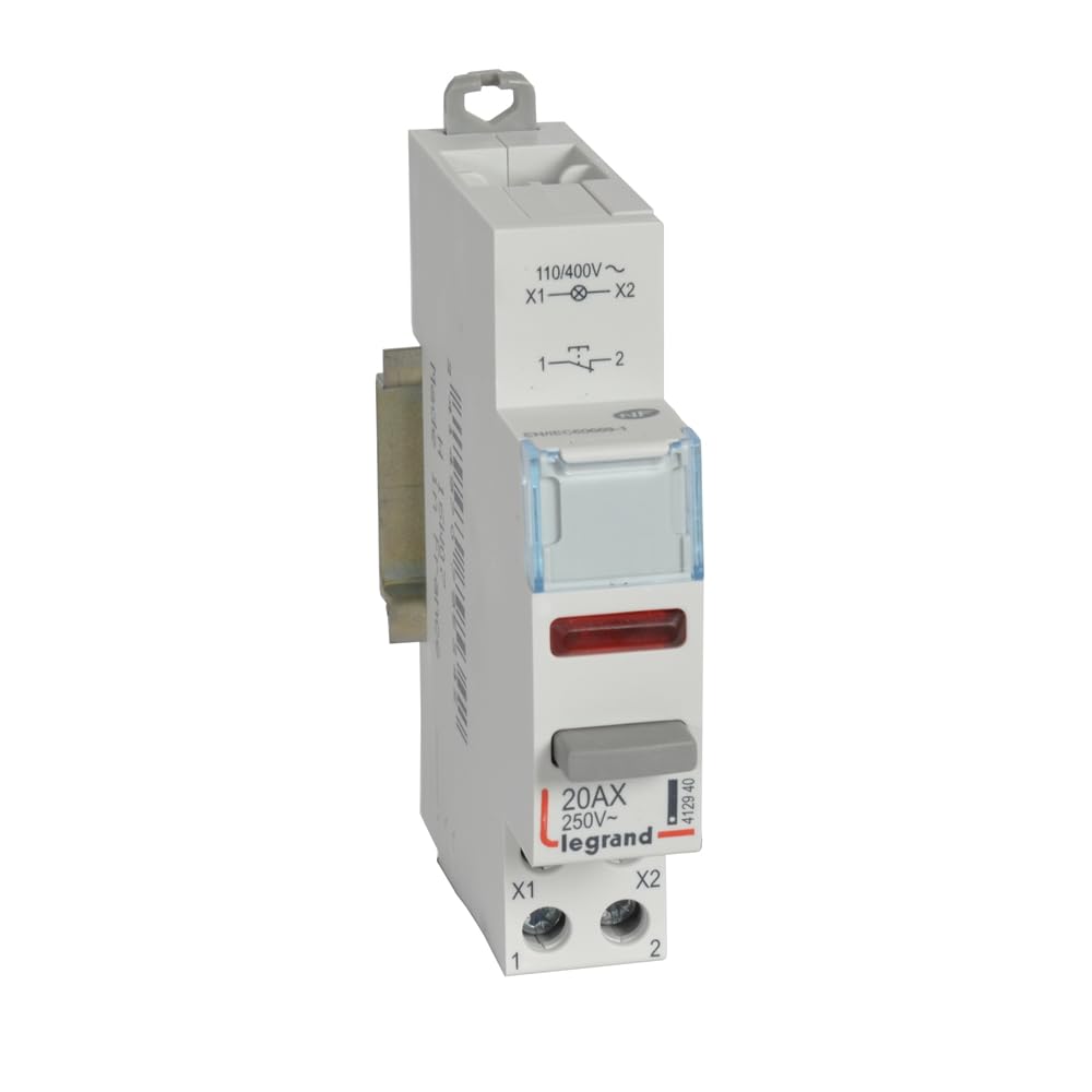 Poussoir modulaire double fonction contact 1 NF + voyant LED rouge 110V~ à 400V~ - 1 module