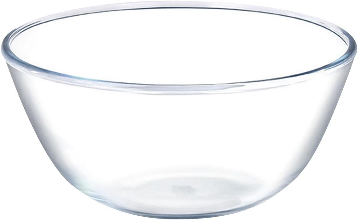 1PCS Round Glass Mixing Bowl, Clear Glass Salad Bowl Dessert Centerpiece Serving Bowls for Mixing Salad or Cereal, Laying Ice Cream, Fruit, Compatible for Microwave & Dishwasher, 10.62×4.72in