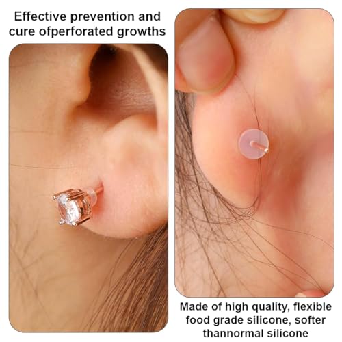 COYUN 40 Stück Anti Wildfleisch Piercing Disc 3/5/7/9mm Silikon Ohrring Rückseiten Clear Disc Pads to Stabilize Earrings Keloid Disc Discs