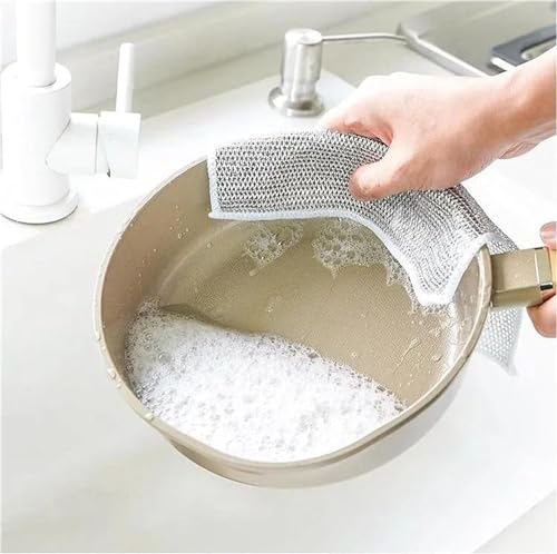 Image of 2024 New Cleaning Sponges Multipurpose Wire Miracle Cleaning Cloths, 2 Pack Wire Dishwashing Rags for Non-Stick Cookware, Kitchen, Sinks, Scrubs & Cleans for Dishes
