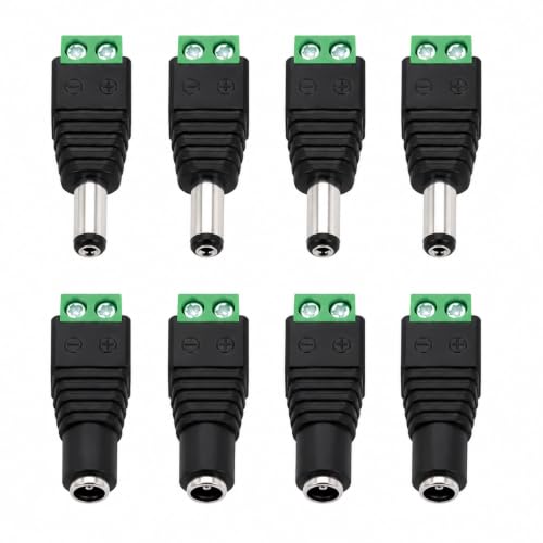 Telaryn Lot de 8 Connecteur DC 5.5mm X 2.1mm, Fiche DC Mâle Et Femelle 12V Fiche DC Mâle Et Femelle 12v Connecteur Alimentation DC Bornier 2 Broches, Adaptateur Jack DC 12V 36V 10A pour LED CCTV – vue 7