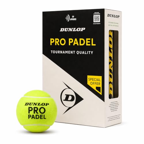 Dunlop Pro Padel Bälle 2x3PET FIP-zertifizierte Turnierbälle für fortgeschrittene und wettkampforientierte Spieler gelb