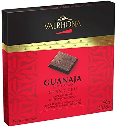 Valrhona 18 French Gourmet Chocolate Squares Guanaja, Dark chocolate 70% cocoa, 3.2oz