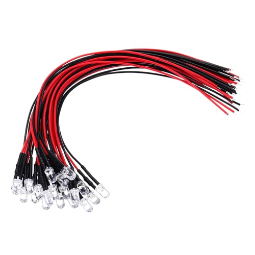 PATIKIL Luz de diodo LED de 5 mm, 20 piezas de 9-12 V CC precableadas mini luces LED bombilla emisora de luz para iluminación indicadora de bricolaje RC, luz de flash rápida colorida